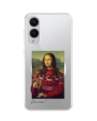 Etui do Samsung Galaxy S25 Edge z MagSafe przeźroczyste, silikonowe Flexi, Mona Lisa z szampanem