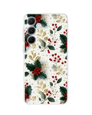 Etui do Samsung Galaxy A55 5G przeźroczyste, silikonowe Flexi, Przytulne święta, Ozdoby świąteczne