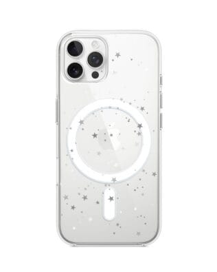 Etui do iPhone 12 Pro z MagSafe przeźroczyste, silikonowe Flexi, Zimowa magia, Szampańskie gwiazdki