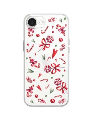 Etui do iPhone 16e przeźroczyste, silikonowe Flexi, Cukierki świąteczne