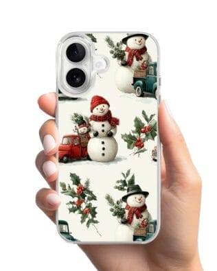 Etui do iPhone 16 Plus z MagSafe przeźroczyste, silikonowe Flexi, Przytulne święta, Zimowe miasteczko