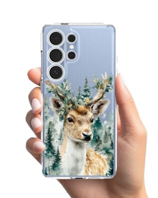 Etui do Samsung Galaxy S25 Ultra przeźroczyste, silikonowe Flexi, Przytulne święta, Leśny jelonek