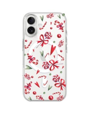 Etui do iPhone 17 z MagSafe przeźroczyste, silikonowe Flexi, Cukierki świąteczne