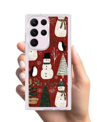 Etui do Samsung Galaxy S23 Ultra z MagSafe przeźroczyste, silikonowe Flexi, Przytulne święta, Rustykalna świąteczna kraina