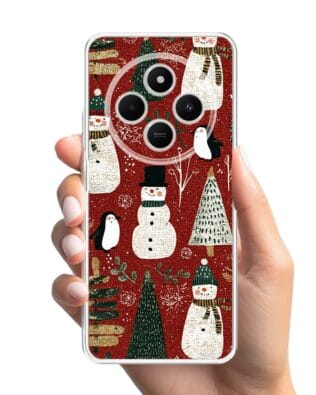 Etui do Xiaomi POCO C75 przeźroczyste, silikonowe Flexi, Przytulne święta, Rustykalna świąteczna kraina