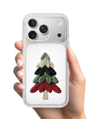 Etui do iPhone 17 Pro przeźroczyste, silikonowe Flexi, Przytulne święta, Dziana choinka