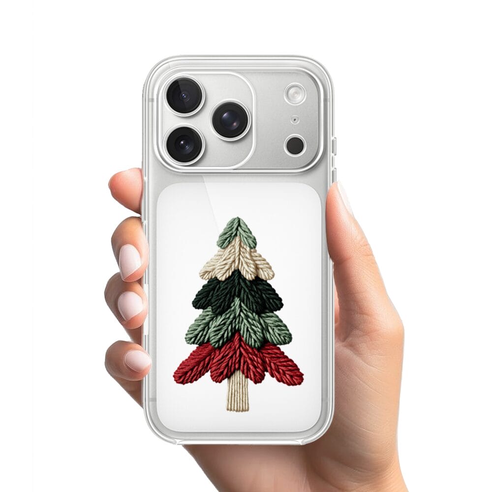 Etui do iPhone 17 Pro przeźroczyste, silikonowe Flexi, Przytulne święta, Dziana choinka - obrazek 2