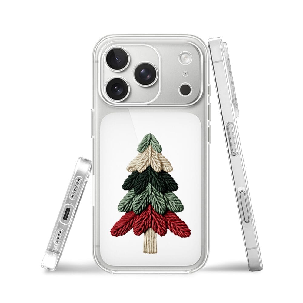 Etui do iPhone 17 Pro przeźroczyste, silikonowe Flexi, Przytulne święta, Dziana choinka - obrazek 3