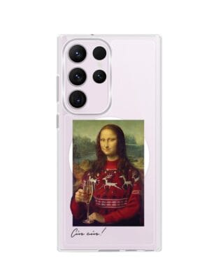 Etui do Samsung Galaxy S23 Ultra z MagSafe przeźroczyste, silikonowe Flexi, Mona Lisa z szampanem