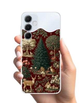 Etui do Samsung Galaxy A35 5G przeźroczyste, silikonowe Flexi, Zimowa magia, świąteczny las