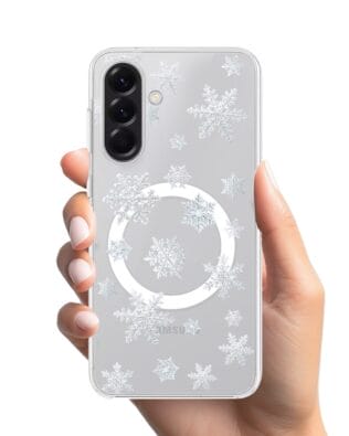 Etui do Samsung Galaxy A56 5G z MagSafe przeźroczyste, silikonowe Flexi, Zimowa magia, Delikatne płatki śniegu