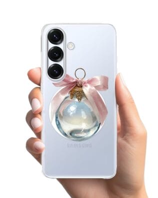 Etui do Samsung Galaxy S25 z MagSafe przeźroczyste, silikonowe Flexi, Przytulne święta, Kryształowa bombka