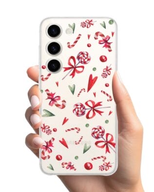 Etui do Samsung Galaxy S23 przeźroczyste, silikonowe Flexi, Cukierki świąteczne