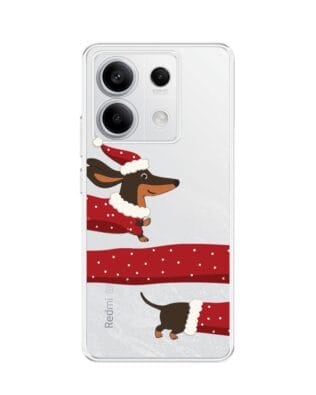 Etui do Xiaomi Redmi Note 13 Pro 5G przeźroczyste, silikonowe Flexi, Przytulne święta, świąteczny jamnik