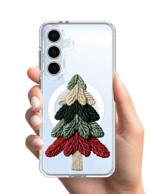 Etui do Samsung Galaxy S24 FE z MagSafe przeźroczyste, silikonowe Flexi, Przytulne święta, Dziana choinka