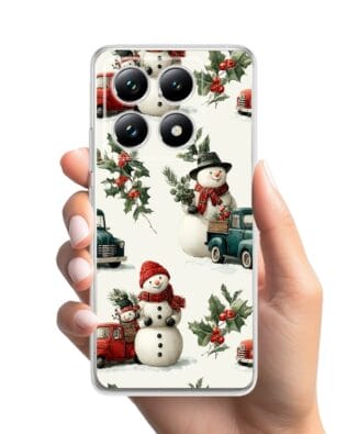 Etui do Xiaomi 14T Pro przeźroczyste, silikonowe Flexi, Przytulne święta, Zimowe miasteczko