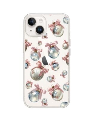 Etui do iPhone 13 Mini przeźroczyste, silikonowe Flexi, Przytulne święta, Pastelowe bombki