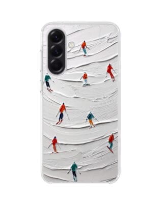 Etui do Samsung Galaxy A56 5G z MagSafe przeźroczyste, silikonowe Flexi, Zimowa magia, Narciarski obraz