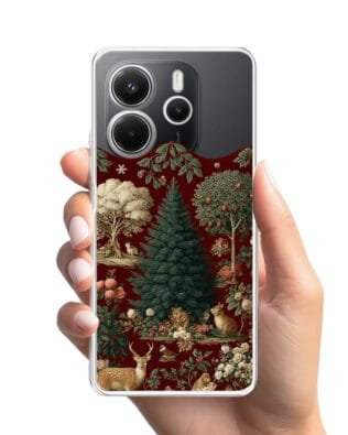 Etui do Xiaomi Redmi Note 14 4G przeźroczyste, silikonowe Flexi, Zimowa magia, świąteczny las