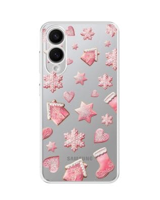 Etui do Samsung Galaxy S25 Edge przeźroczyste, silikonowe Flexi, Przytulne święta, Różowe pierniczki
