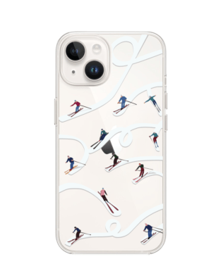 Etui do iPhone 13 Mini przeźroczyste, silikonowe Flexi, Zimowa magia, Narciarskie wiraże