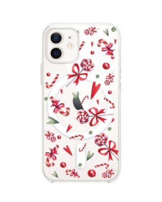 Etui do iPhone 12 z MagSafe przeźroczyste, silikonowe Flexi, Cukierki świąteczne