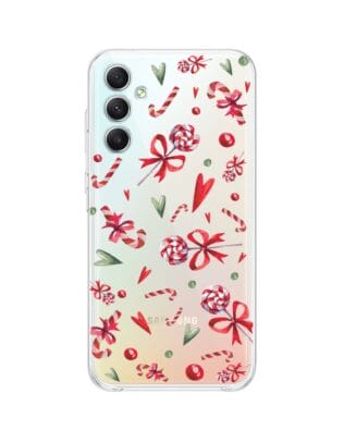 Etui do Samsung Galaxy A34 5G przeźroczyste, silikonowe Flexi, Cukierki świąteczne