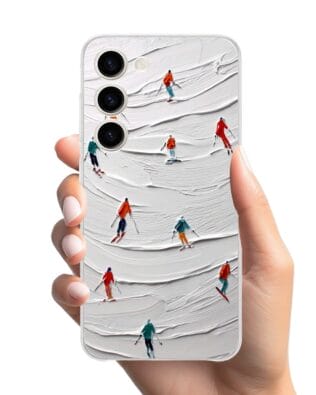 Etui do Samsung Galaxy S23 przeźroczyste, silikonowe Flexi, Zimowa magia, Narciarski obraz