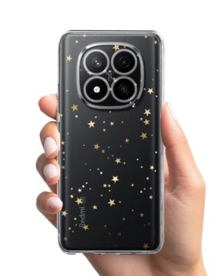 Etui do Xiaomi Redmi Note 14 Pro 4G przeźroczyste, silikonowe Flexi, Zimowa magia, Złote gwiazdki