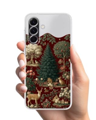 Etui do Samsung Galaxy A56 5G przeźroczyste, silikonowe Flexi, Zimowa magia, świąteczny las