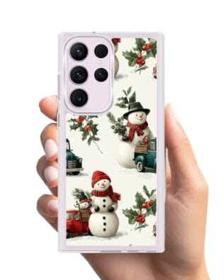 Etui do Samsung Galaxy S23 Ultra z MagSafe przeźroczyste, silikonowe Flexi, Przytulne święta, Zimowe miasteczko