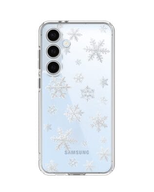 Etui do Samsung Galaxy S24 FE przeźroczyste, silikonowe Flexi, Zimowa magia, Delikatne płatki śniegu