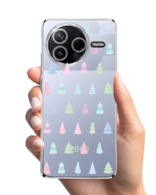 Etui do Xiaomi POCO F7 Pro przeźroczyste, silikonowe Flexi, Pastelowe choinki