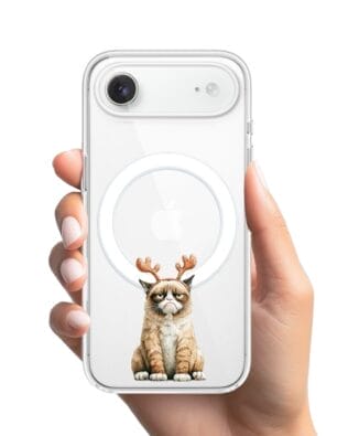 Etui do iPhone Air z MagSafe przeźroczyste, silikonowe Flexi, Przytulne święta, Kot który nie chciał być reniferem