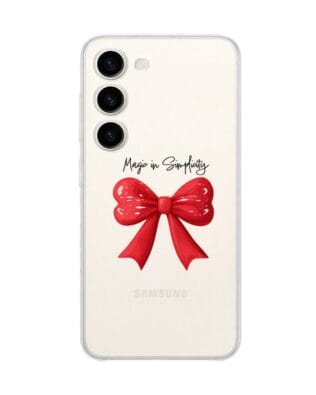 Etui do Samsung Galaxy S23 FE 5G przeźroczyste, silikonowe Flexi, Przytulne święta, Czerwona kokarda