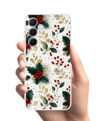 Etui do Samsung Galaxy A55 5G przeźroczyste, silikonowe Flexi, Przytulne święta, Ozdoby świąteczne