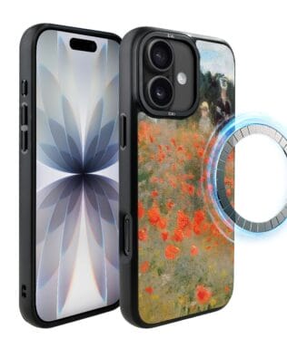 Etui do iPhone 17 IBIZU DropGuard Matt z MagSafe, Claude Monet, pole maków