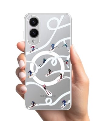 Etui do Samsung Galaxy S25 Edge z MagSafe przeźroczyste, silikonowe Flexi, Zimowa magia, Narciarskie wiraże