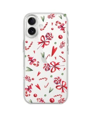 Etui do iPhone 17 przeźroczyste, silikonowe Flexi, Cukierki świąteczne