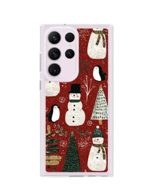 Etui do Samsung Galaxy S23 Ultra z MagSafe przeźroczyste, silikonowe Flexi, Przytulne święta, Rustykalna świąteczna kraina