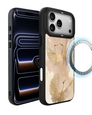 Etui do iPhone 17 Pro IBIZU DropGuard Matt z MagSafe, Boho, Złote żurawie