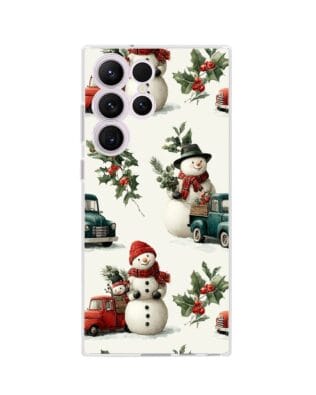 Etui do Samsung Galaxy S23 Ultra przeźroczyste, silikonowe Flexi, Przytulne święta, Zimowe miasteczko