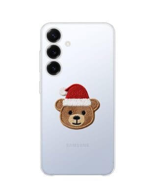 Etui do Samsung Galaxy S25 przeźroczyste, silikonowe Flexi, Przytulne święta, Miś mikołajek