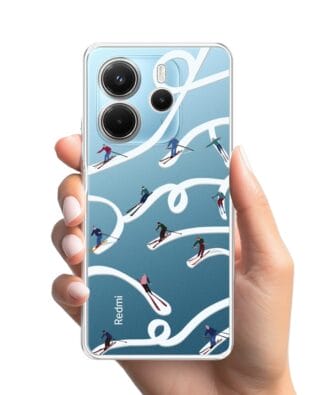 Etui do Xiaomi Redmi Note 14 5G przeźroczyste, silikonowe Flexi, Zimowa magia, Narciarskie wiraże