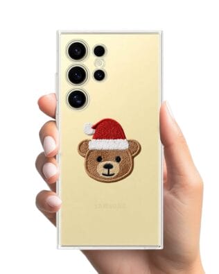 Etui do Samsung Galaxy S24 Ultra przeźroczyste, silikonowe Flexi, Przytulne święta, Miś mikołajek