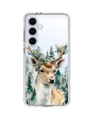 Etui do Samsung Galaxy S24 FE przeźroczyste, silikonowe Flexi, Przytulne święta, Leśny jelonek