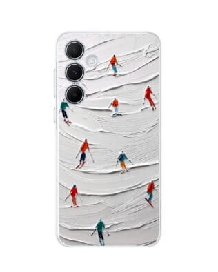 Etui do Samsung Galaxy A55 5G przeźroczyste, silikonowe Flexi, Zimowa magia, Narciarski obraz