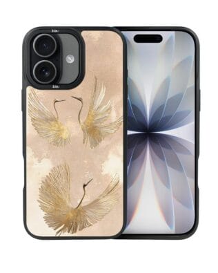 Etui do iPhone 17 IBIZU DropGuard Matt z MagSafe, Boho, Złote żurawie