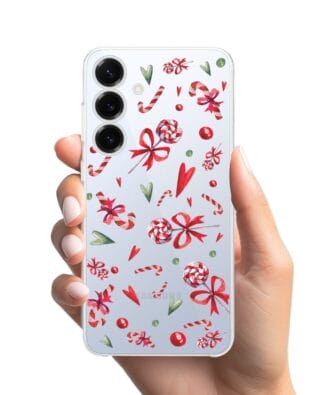 Etui do Samsung Galaxy S25 Plus przeźroczyste, silikonowe Flexi, Cukierki świąteczne