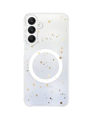 Etui do Samsung Galaxy A25 5G z MagSafe przeźroczyste, silikonowe Flexi, Zimowa magia, Złote gwiazdki